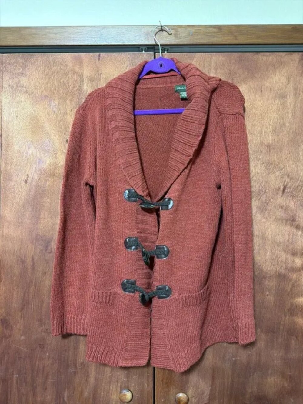 Eddie Bauer burnt orange fall cardigan sweater